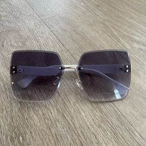NWT Large Statement Sunglasses, Purple Lens with white rims